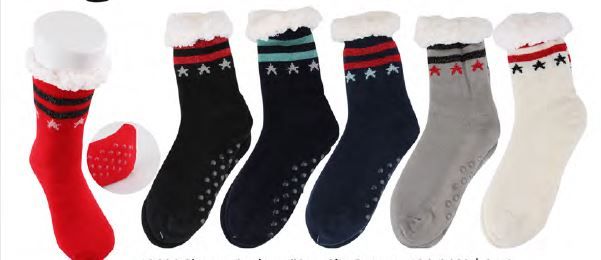 36 Wholesale Women's Soft Sherpa Socks With NoN-Slip Bottom Size 9-11