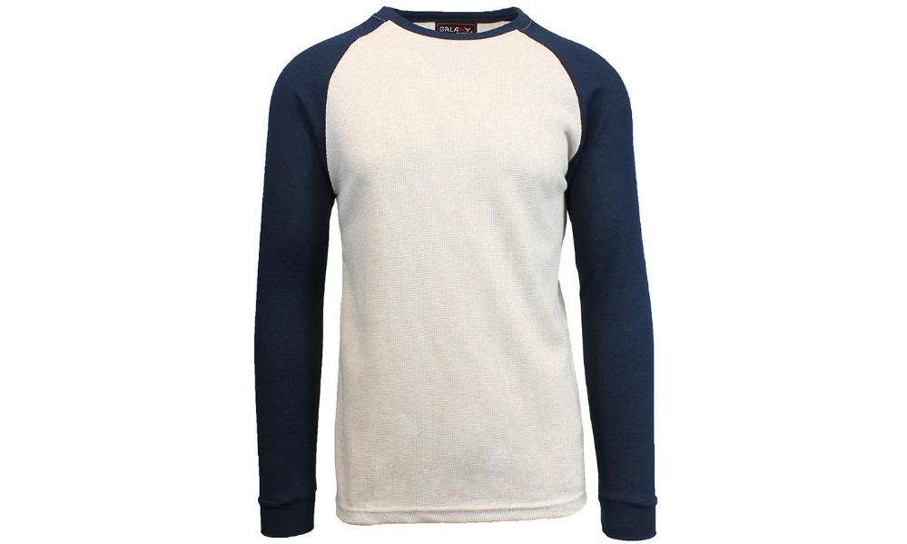 24 Pieces of Men's Raglan Thermal Shirt Heather Oatmeal/navy, Size