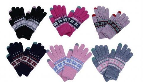 60 Wholesale Women's Snowflake Knit Glove With Touch