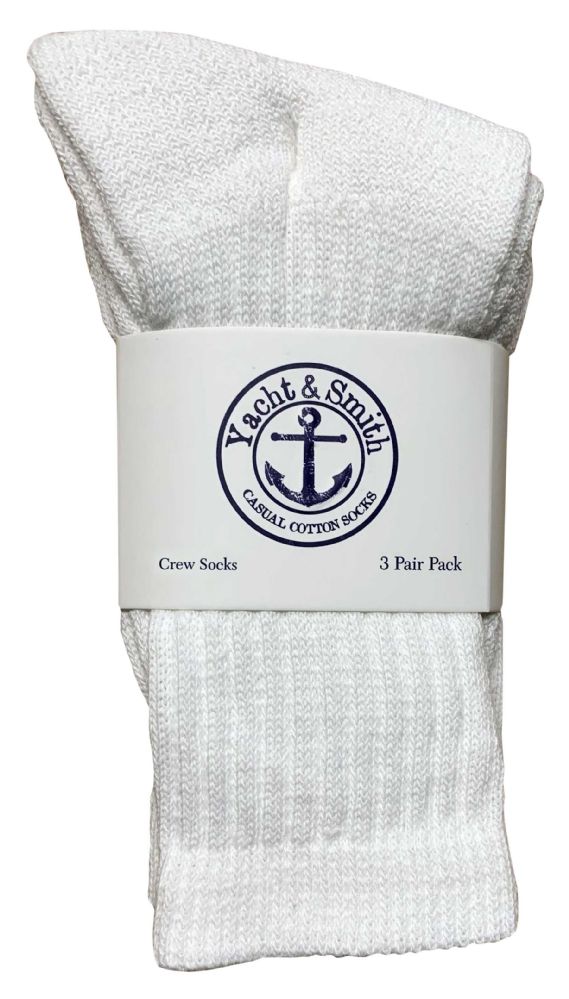 240 Pairs Yacht & Smith Kids Cotton Crew Socks White Size 6-8 Bulk Pack - Kids Socks for Homeless and Charity