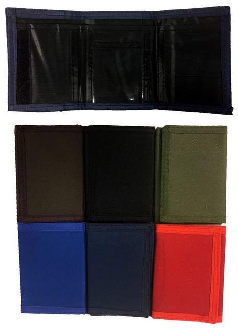 36 Pieces Assorted Color Velcro TrI-Fold Wallet - Wallets & Handbags