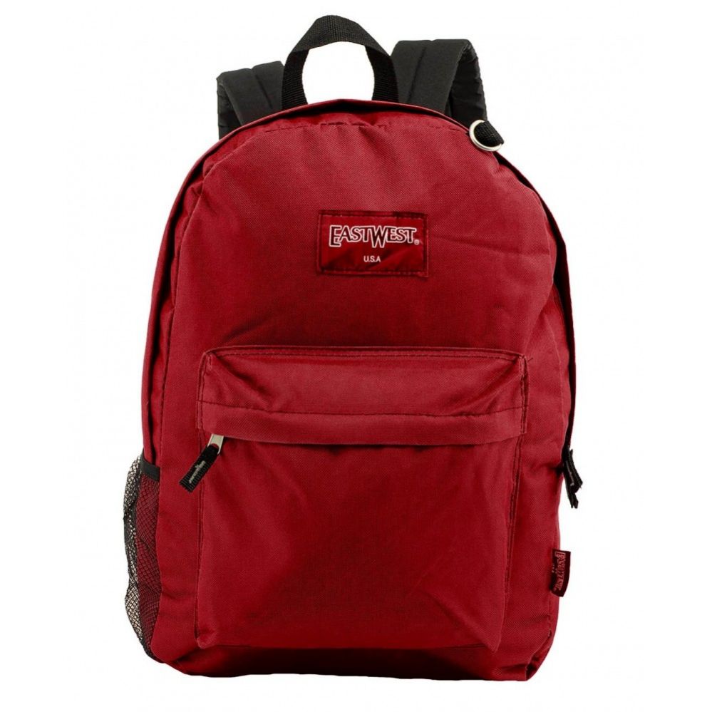 24 Wholesale 18" Classic Burgundy Backpacks With Side Mesh Water Bottle Pocket