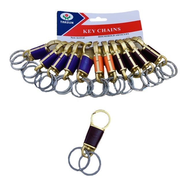 36 Wholesale 3.5 Key Chain Clip [dual Rings/gold W Assorted Color