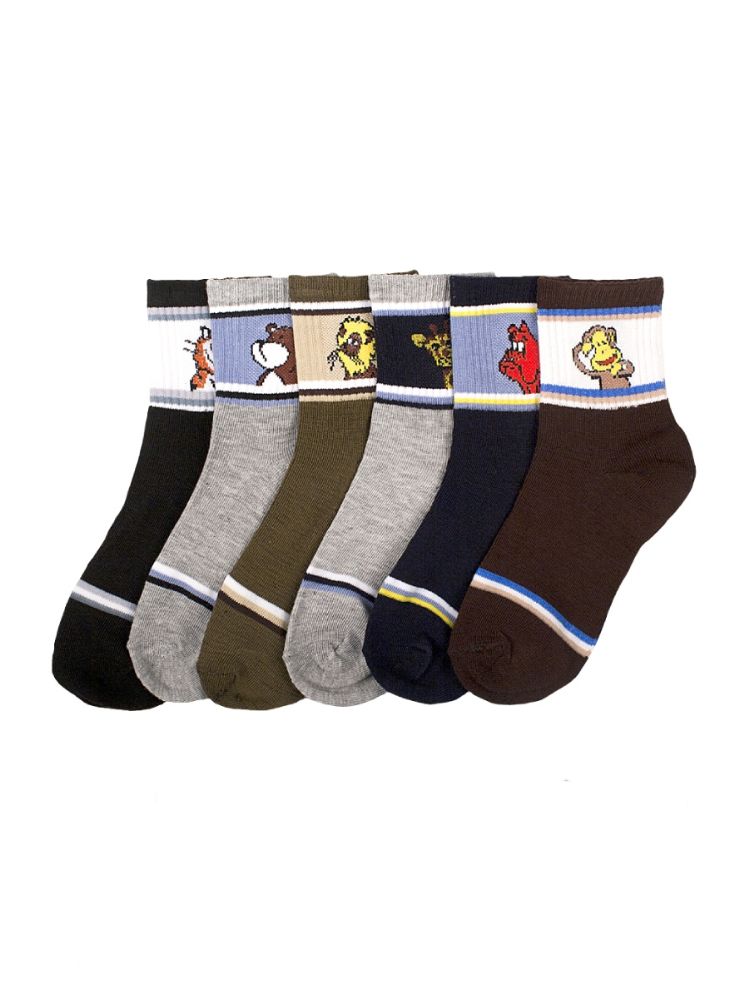216 Wholesale Boys Assorted Animal Printed Crew Sock Size 6-8