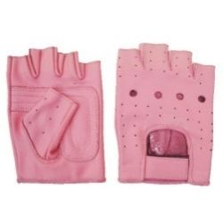 3 Pieces of Pink Leather Fingerless Gloves