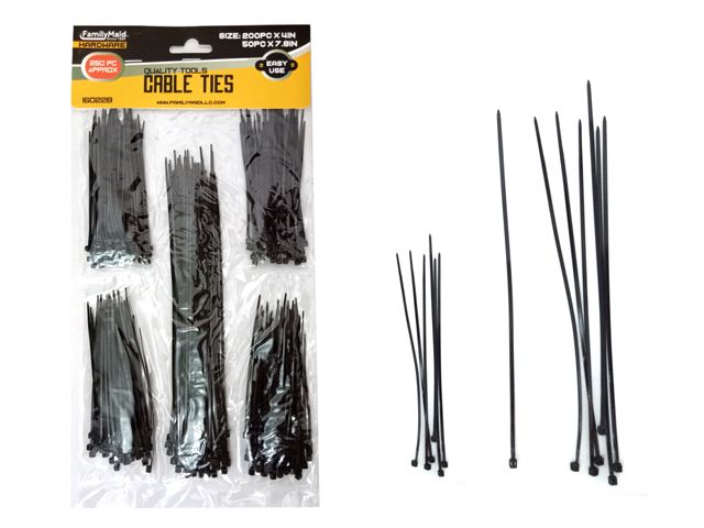 144 Pieces of Cable Ties 250pc Black Color