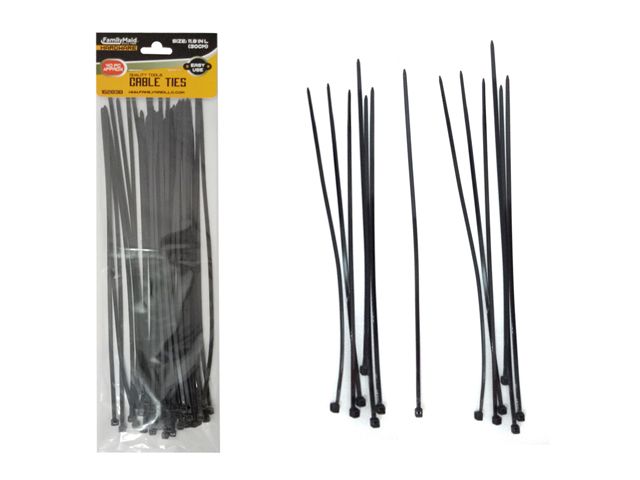 96 Wholesale Black Cable Ties 40pc 11.8" L