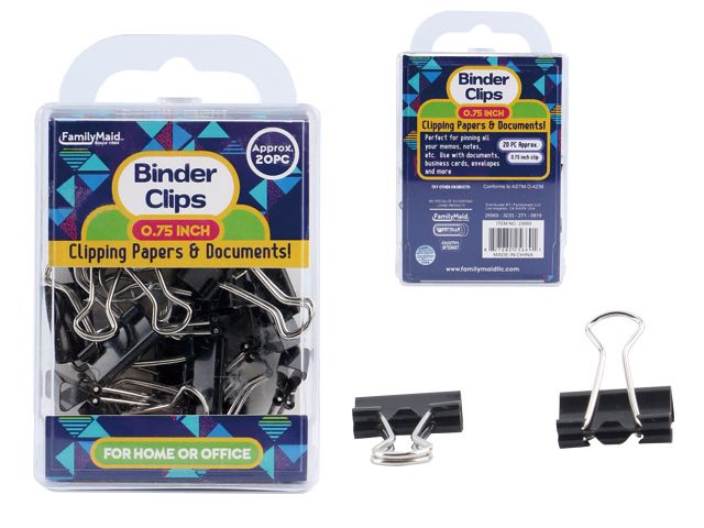 96 Pieces of Binder Clips 20pc. 19mm Black