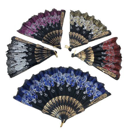 48 Pieces of Butterfly With Lace Folding Fan