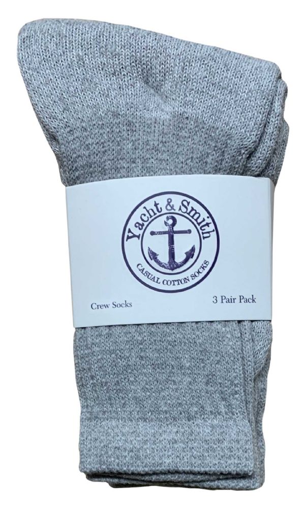 240 Pairs of Yacht & Smith Kids Cotton Crew Socks Gray Size 4-6 Bulk Pack