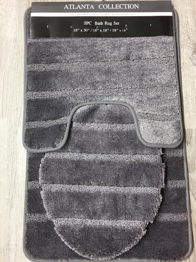 12 Sets of Atlanta Bathroom Rug Set In Grey