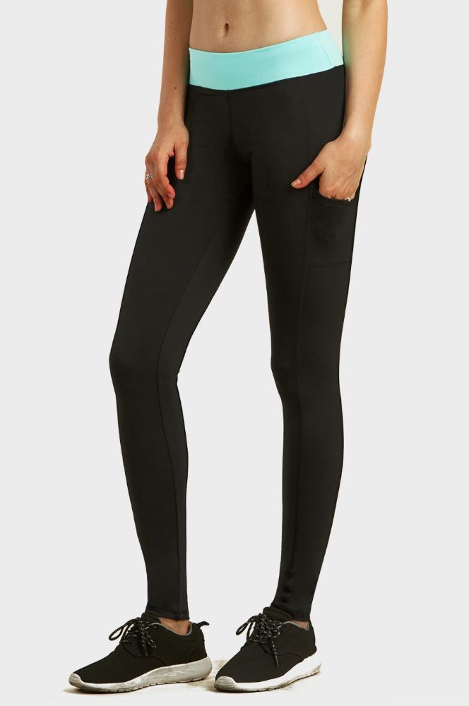 36 Pieces of Sofra Ladies Active Legging With Side Pocket In Black