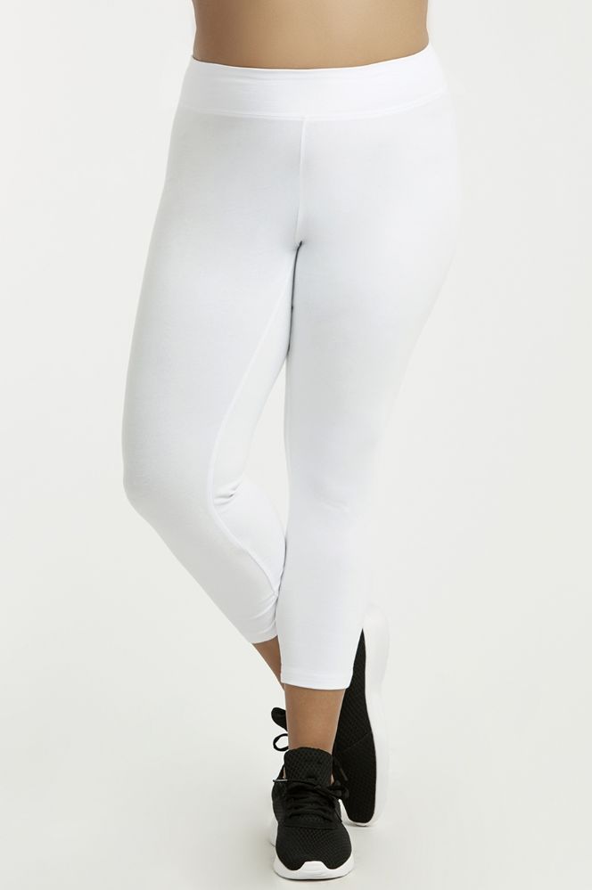 36 Wholesale Sofra Ladies Cotton Capri Leggings Plus Size White