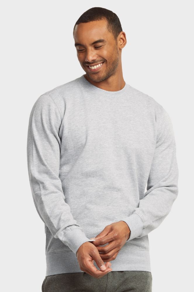 12 Wholesale Mens Light Weight Fleece Sweatshirts In Heather Grey Size X Large