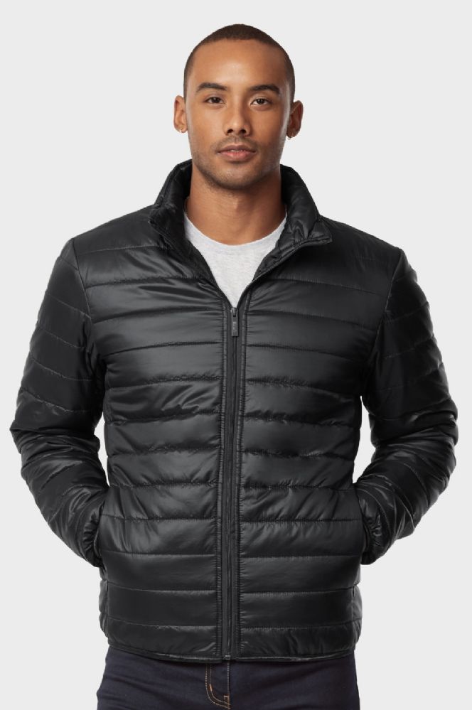 12 Wholesale Men's Puff Jacket In Black Size X Large