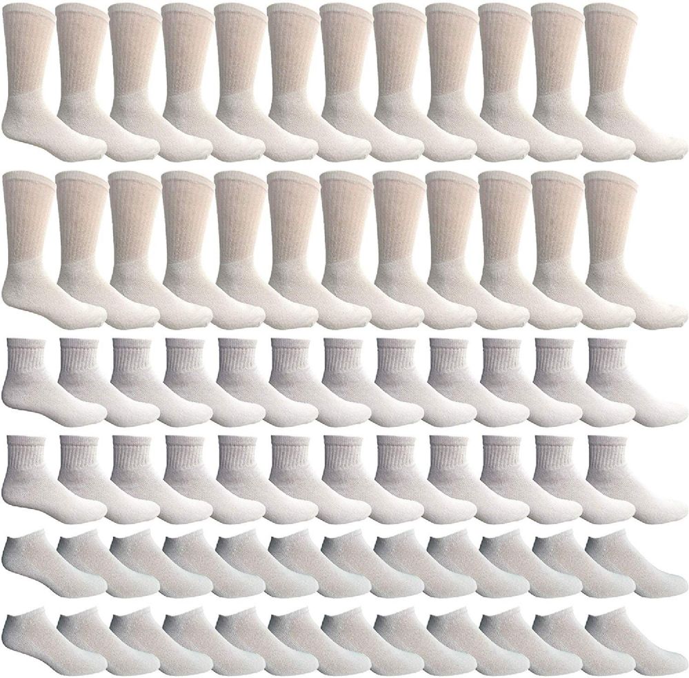Men's Ankle Wholesale Socks, Size 10-13 In White With Grey - Bulk Case