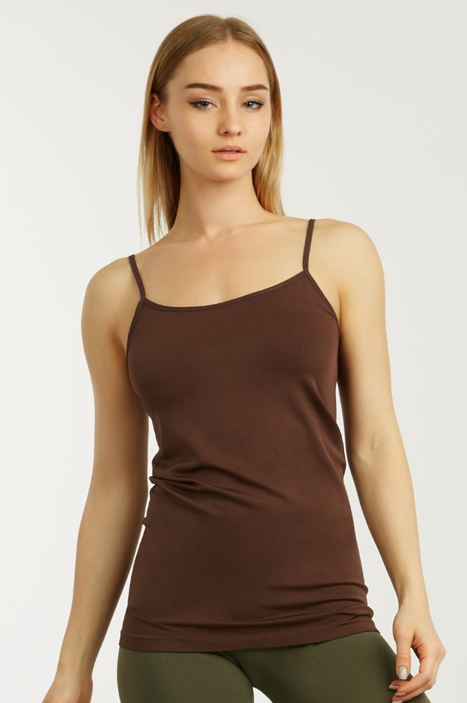 72 Pieces of Sofra Ladies Poly Camisole In Brown