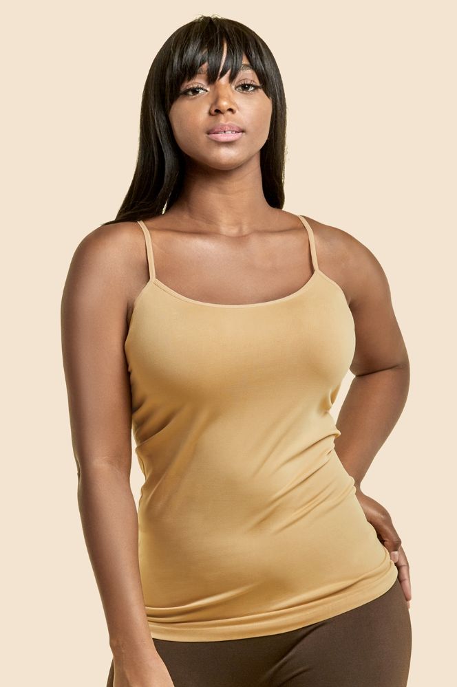 72 Wholesale Sofra Ladies Poly Camisole Plus Size In Beige - at 