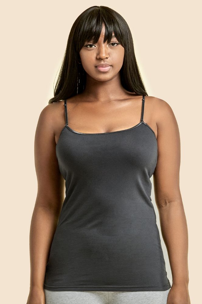 72 Wholesale Mopas Ladies Cotton Camisole Plus Size In Dark Grey