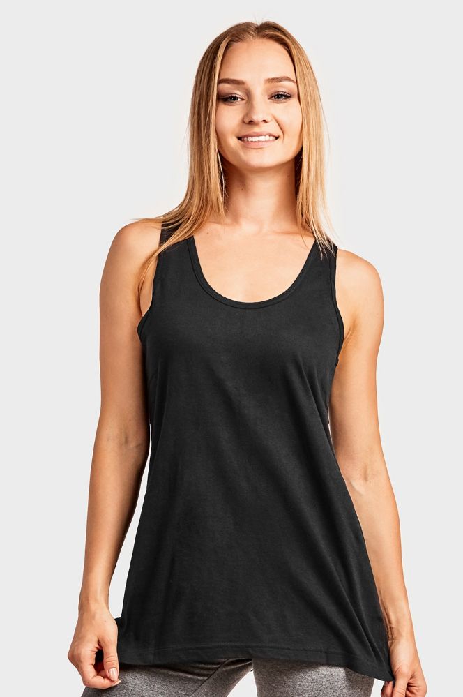 72 Wholesale Cottonbell Ladies Loose Fit Jersey Tank Top In Black Size Medium