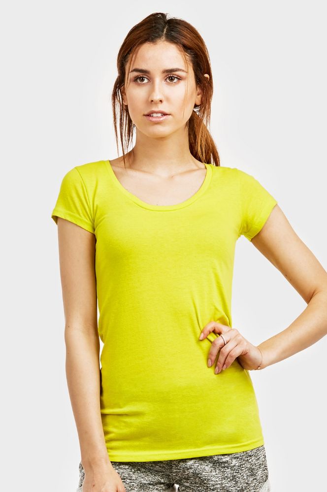 72 Wholesale Sofra Ladies V Neck T Shirt In Yellow - at 