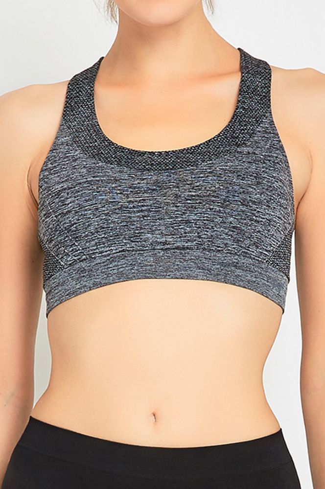 144 Pieces of Sofra Ladies Seamless Sports Bra In Heather Grey