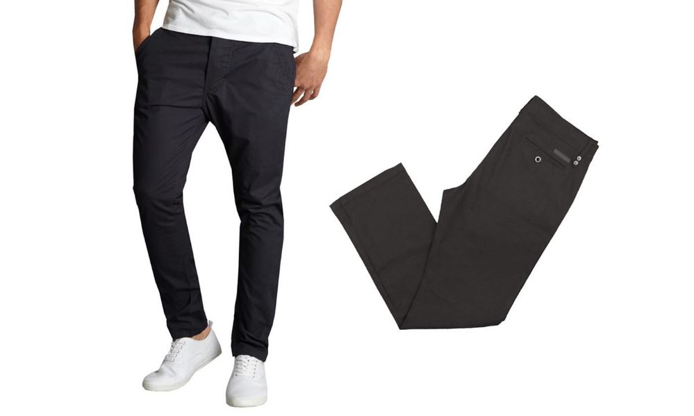 24 Pieces of Men's SliM-Fit Cotton Stretch Chino Pants Solid Black Size 32-32 Only