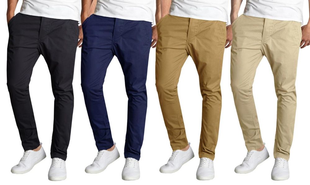 12 Wholesale Men's SliM-Fit Cotton Stretch Chino Pants Assorted Colors Bulk  Buy