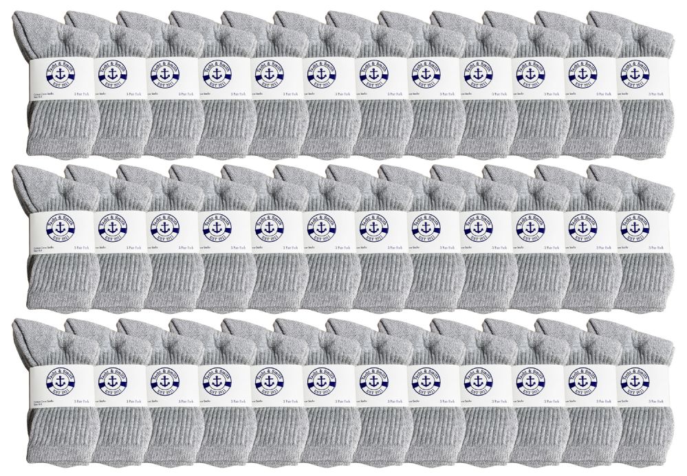 36 Wholesale Yacht & Smith Wholesale Kids Crew Socks,with Free Shipping Size 6-8 (gray)
