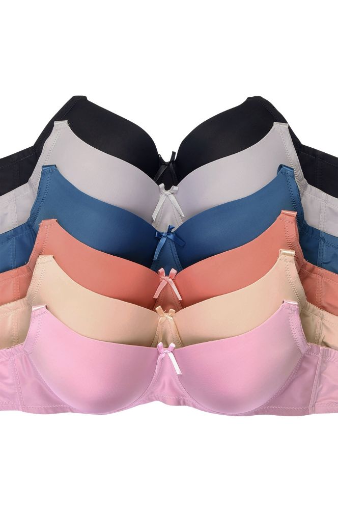 144 Wholesale Sofra Ladies Full Cup Plain D Cup Bra Wide Strap