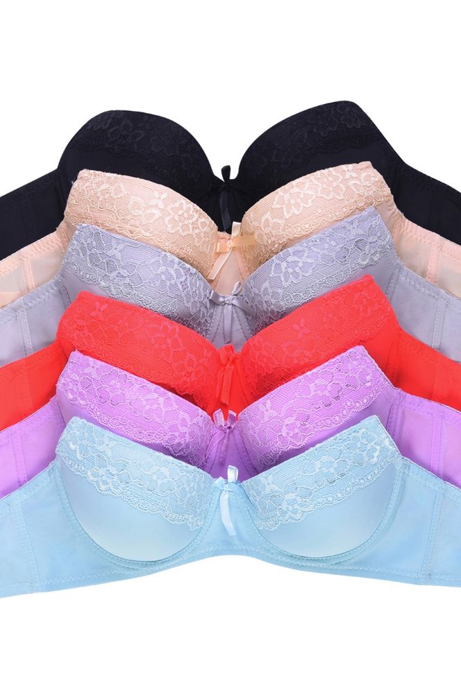 288 Pieces of Mamia Ladies Demi Cup Plain Lace Strapless Bra