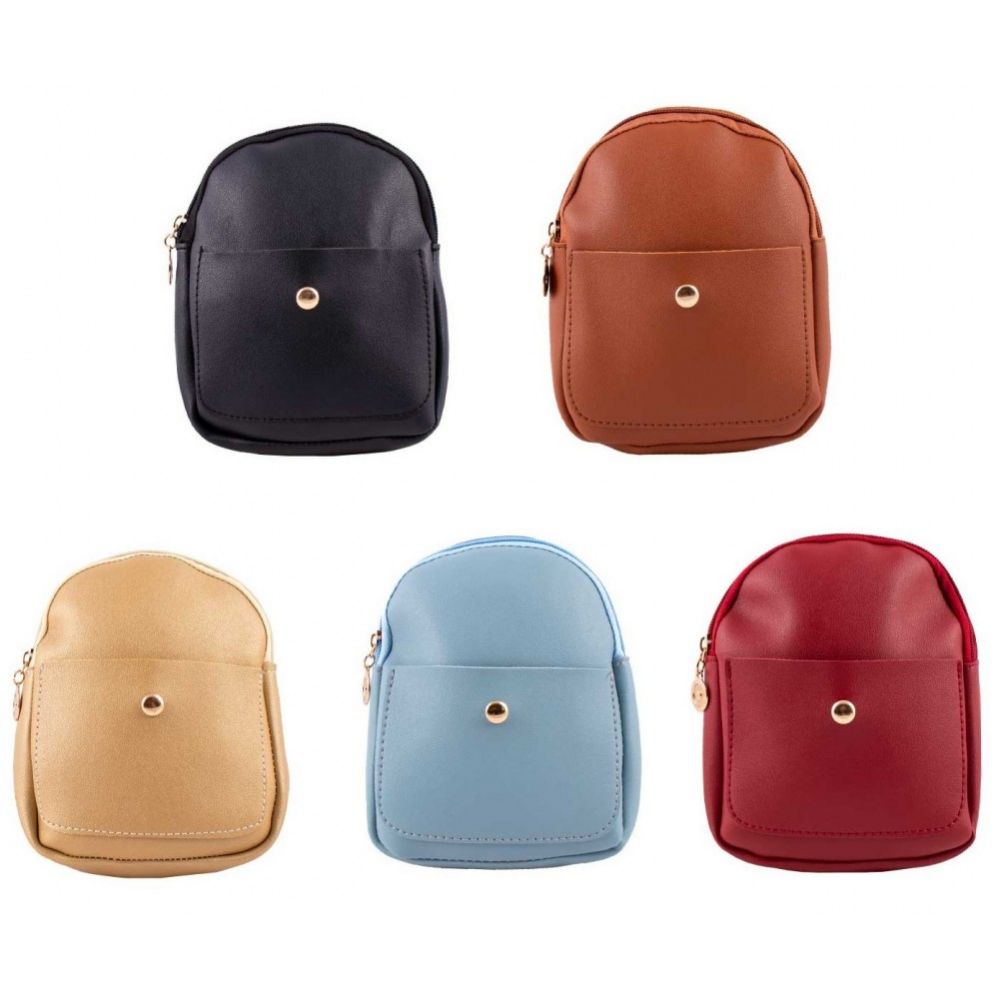 24 Pieces of 7" Backpacks Mini Leather Fashion Purse In 4 Assorted Colors