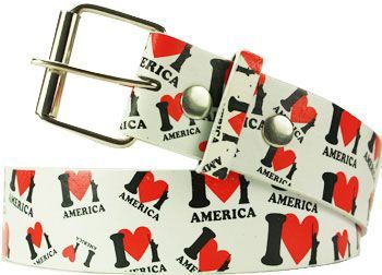 96 pieces of I Love America Printed Belt