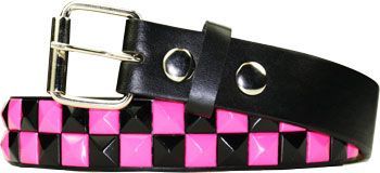 12 Pieces Kids Studded Belts In Black And Pink - Kid Belts