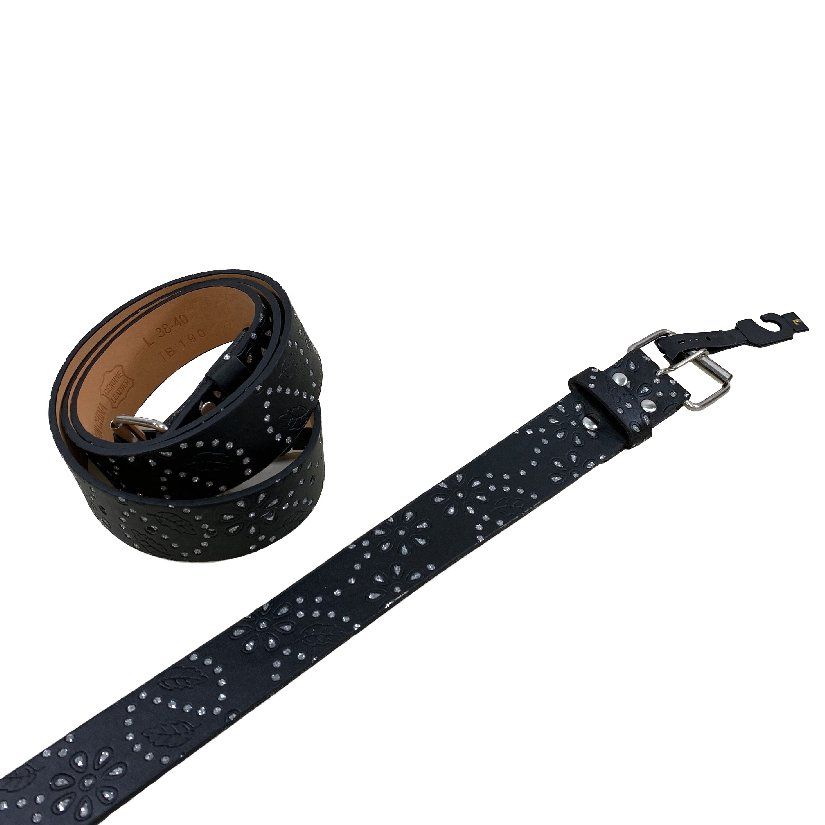 24 Pieces BelT-Black Sparkle All Sizes - Unisex Fashion Belts