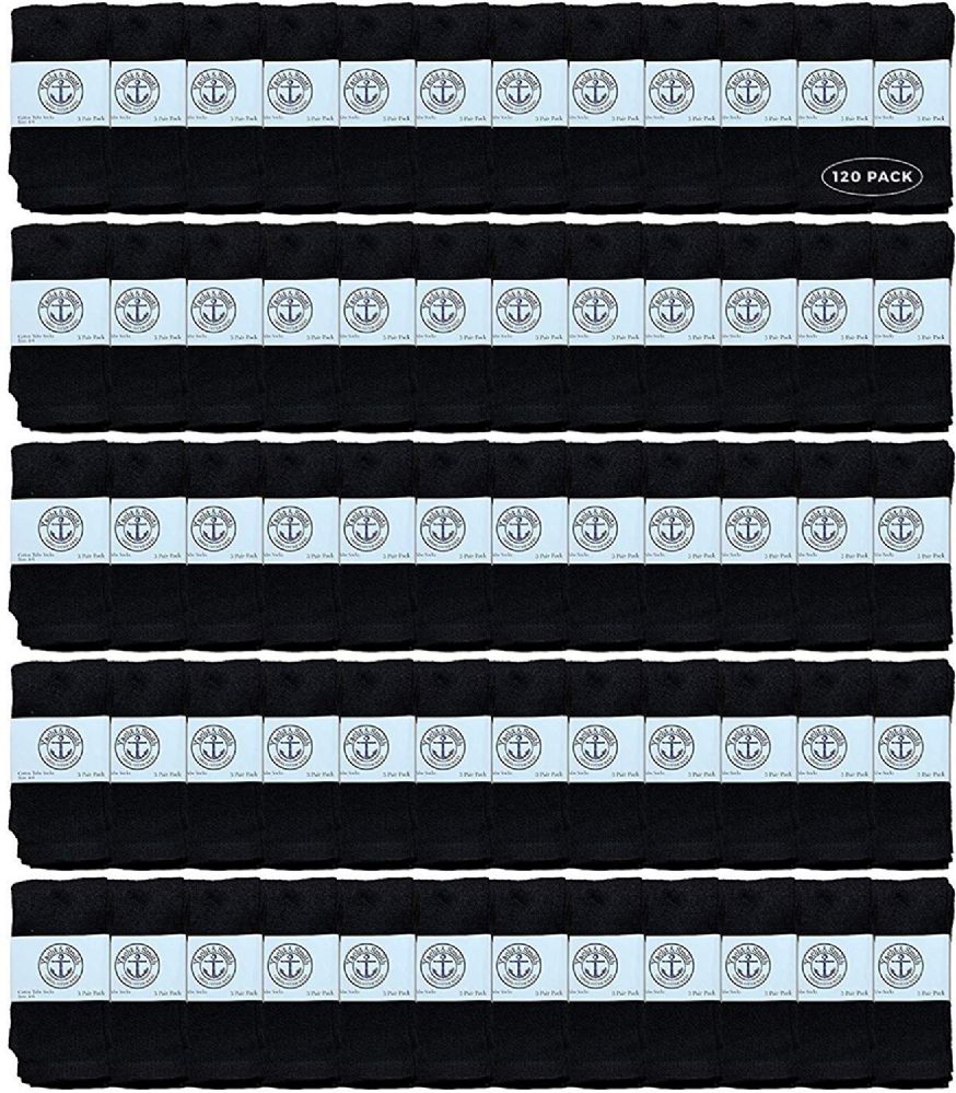 120 Wholesale Yacht & Smith Wholesale Kids Tube Socks, With Free Shipping Size 4-6 (black)