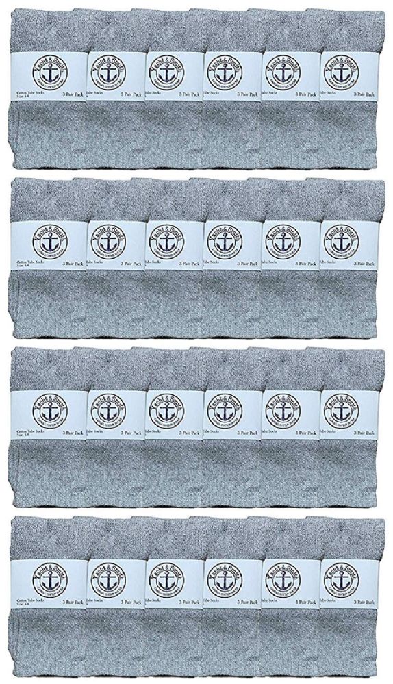 24 Wholesale Yacht & Smith Wholesale Kids Tube Socks,with Free Shipping Size 4-6 (gray)
