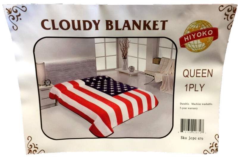 24 Wholesale One Ply American Flag Queen Size Blanket