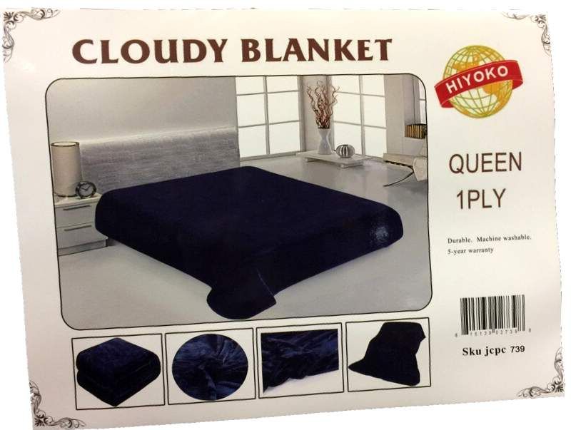 24 Wholesale One Ply Plain Dark Blue Color Queen Size Blanket