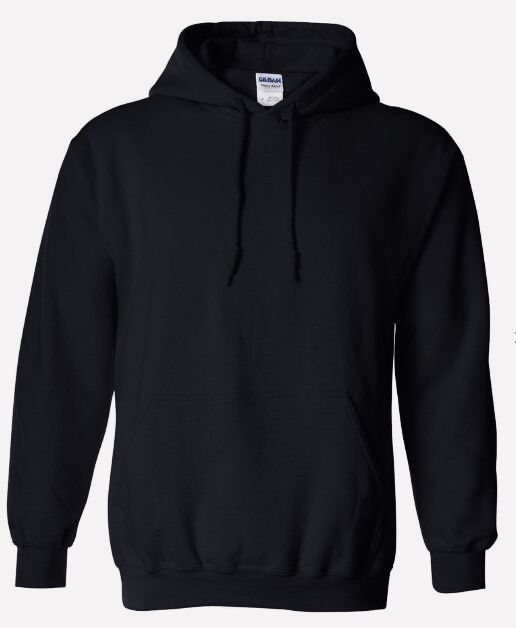 12 Wholesale Men's Blank Black Gildan Cotton Pull Over Hoody Fleece - Lined Size Triplexl