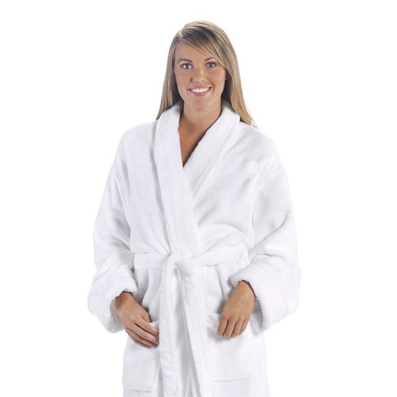 3 Pieces of Tahoe Fleece Shawl Collar Robe In White