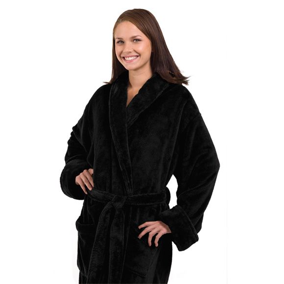 3 Pieces of Tahoe Fleece Shawl Collar Robe In Black