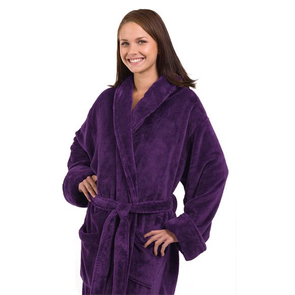 3 Pieces of Tahoe Fleece Shawl Collar Robe In Purple