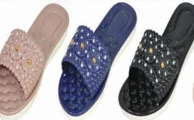 48 Wholesale Womens Slides Rhinestone Glitter Slip On Footbed Platform Sandals