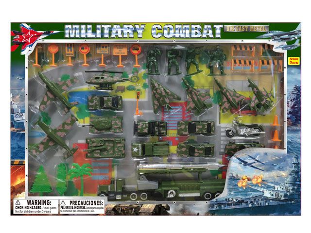 12 Pieces of Diecast Military Set With Stage Map