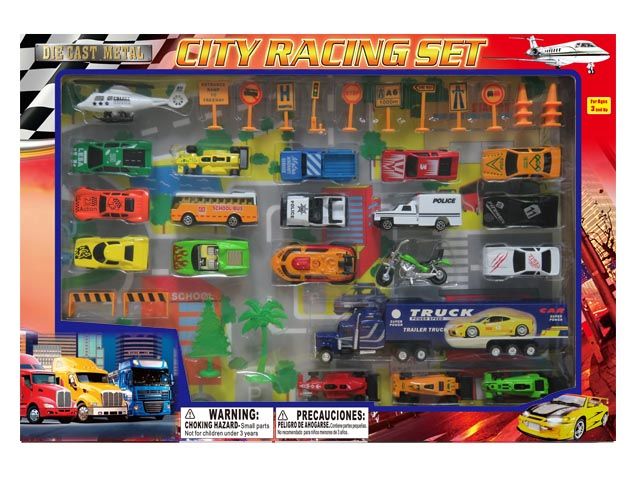 12 Wholesale Diecast City Racing Set With Stage Map