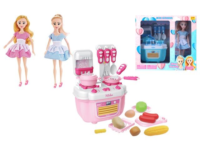 12 Wholesale Beauty Doll With Kitchen Play Set