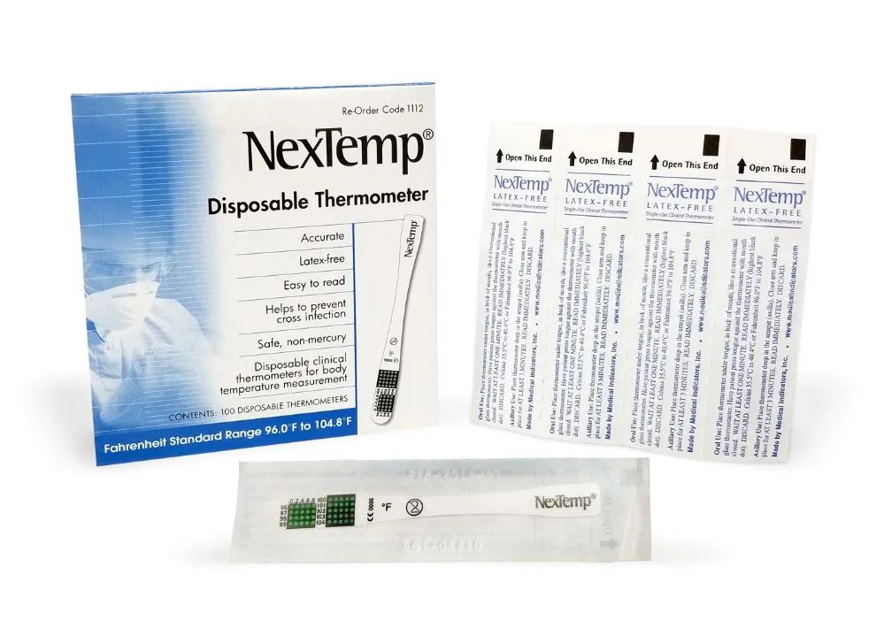 2000 Pieces Nextemp (standard) SinglE-Use Clinical Thermometer Disposable Individually Wrapped Fahrenheit - Hygiene Gear