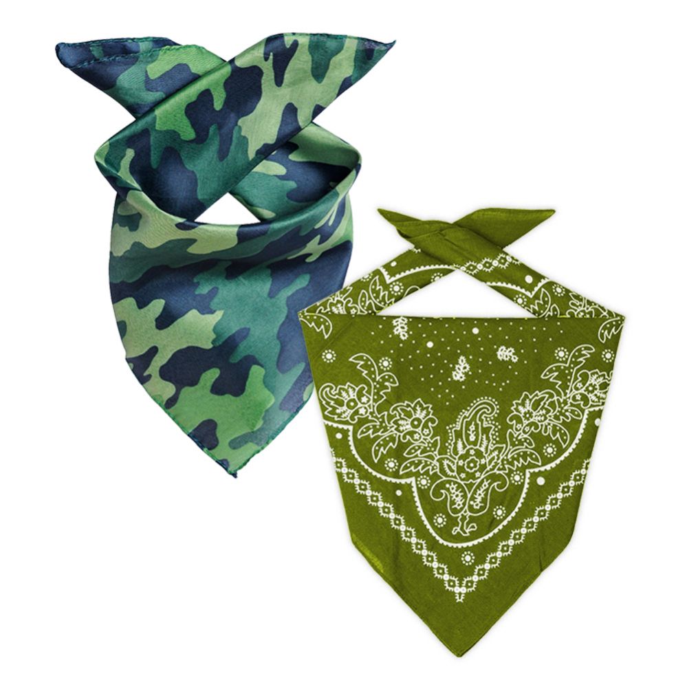 144 Pieces of Camo And Olive Green 22x22 Inch Cotton Bandanna