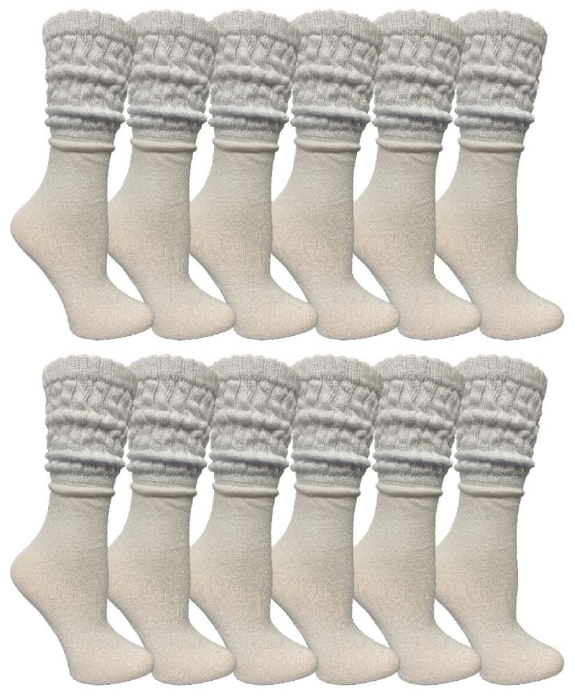 12 Pairs of Yacht & Smith Women's White Slouch Socks Size 9-11